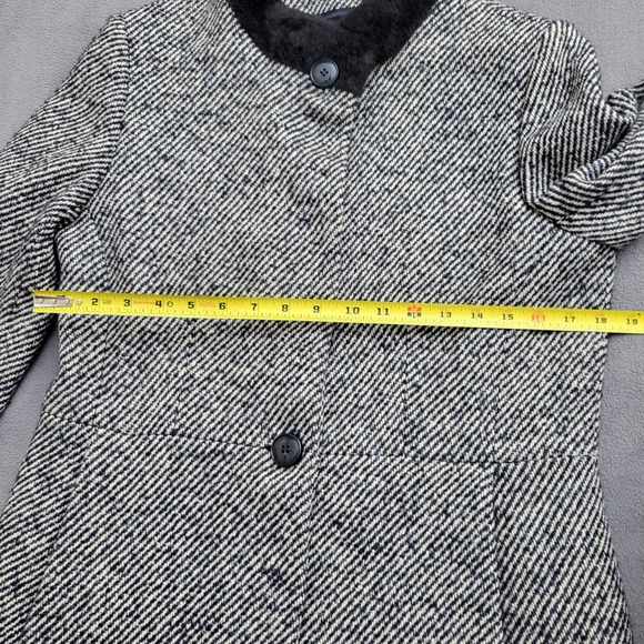 Cinzia Rocca Wool Coat Black Striped Size 8 Speckles Elegant Dinner in the City - Picture 9 of 16